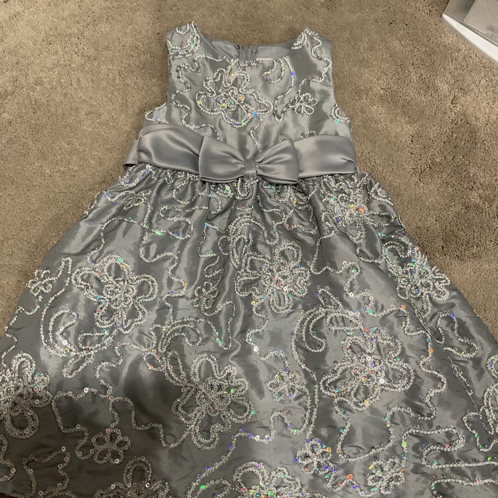 Rare Editions Silver Fit and Flare Dress for Weddings